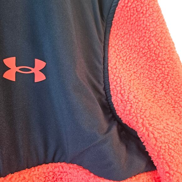 Under Armor Golf Women's Sherpa Pullover Activewear Sweatshirt Coral/Pink Large - Picture 3 of 6